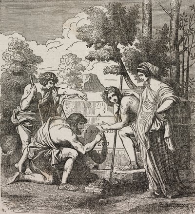 Shepherds of Arcadia, efter målning av Nicolas Poussin, illustration från Universal Theatre, encyklopedisk och scenografisk samling, nr 512, 4 maj av Nicolas Poussin