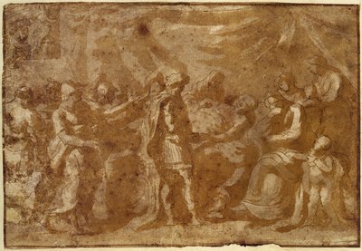 Studie för Germanicus död (penna och bläck på papper) av Nicolas Poussin