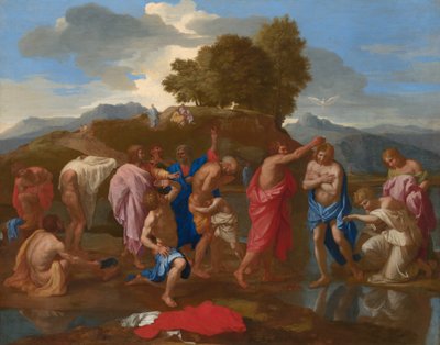 Die Taufe Christi av Nicolas Poussin