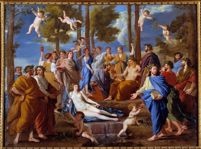 Parnassus. Muserna Calliope av Nicolas Poussin