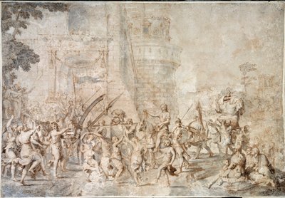 Davids triumf som förde tillbaka huvudet på Goliat Teckning av Nicolas Poussin av Nicolas Poussin