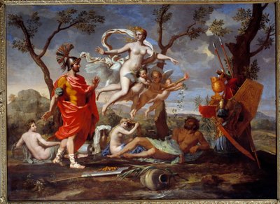 Venus Armant Enee Målning av Nicolas Poussin (1594-1665) 1639 Sön. 1,07x1,46 m Rouen, Museum of Fine Arts av Nicolas Poussin