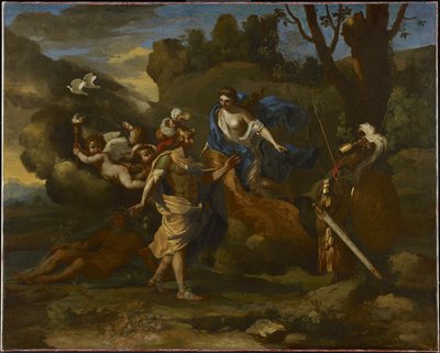 Venus, Aeneas moder, presenterar honom med armar smidda av Vulcan, ca 1635 (olja på duk) av Nicolas Poussin