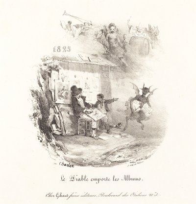 Le Diable emporte les Albums (Djävulen springer iväg med litografialbumen) av Nicolas Toussaint Charlet