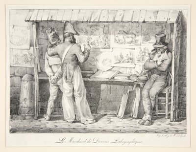 Köpmannen med litografiska bilder av Nicolas Toussaint Charlet
