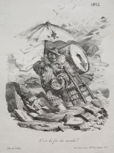 Litografiska skisser: Det är världens ände! frontispice, 1824. av Nicolas Toussaint Charlet