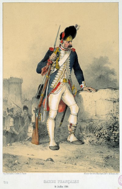Medlem av det franska gardet (14 juli 1789). Gravyr av Nicolas Toussaint Charlet (1792-1845) av Nicolas Toussaint Charlet