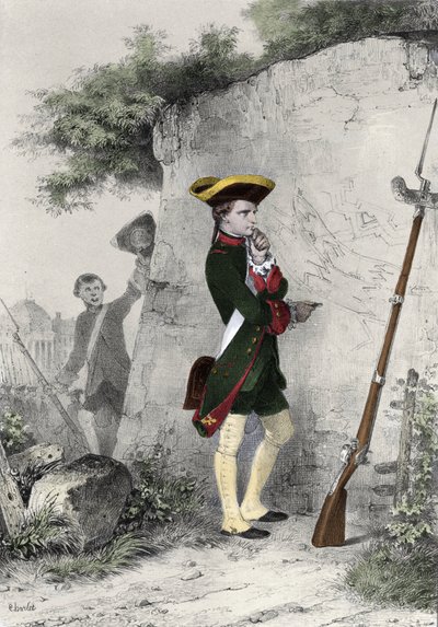 Napoleon I Bonaparte (1769 - 1821) vid militärskolan i Brienne 1783. Gravyr av Charlet från 1800-talet. av Nicolas Toussaint Charlet