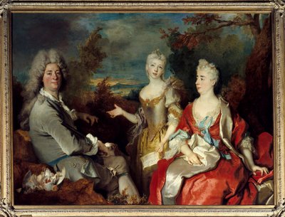 Familjeporträtt tidigare känt som porträtt av målaren, hans fru och dotter Målning av Nicolas de Largilliere (1656-1746) Sön. 1,49 X 2,00 m av Nicolas de Largillière