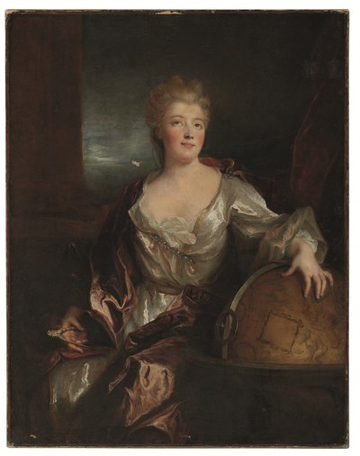 Porträtt av Gabrielle-Émilie le Tonnelier de Breteuil, Marquise du Châtelet (olja på duk) av Nicolas de Largillière