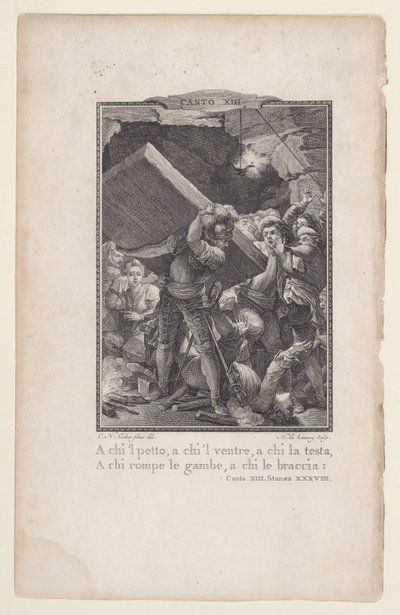 Canto 13, strof 38, från Orlando Furioso, 1772-74., 1772-74. av Nicolas de Launay