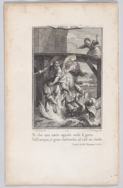 Canto 31, rum 70, från Orlando Furioso, 1774., 1774. av Nicolas de Launay