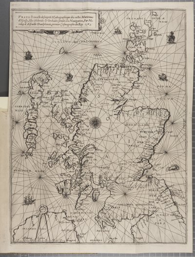 Karta, från The Navigation of King James V, Round Scotland, Orkneyöarna och Hebriderna eller Western Isles: Under ledning av den utmärkta piloten Alexander Lindsay av Nicolas de Nicolay