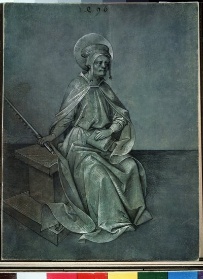 ""Aposteln Simon"" Akvarell och tusch av Nikolaus Alexander Mair von Landshut (1450-1510) 1496 Pushkin Museum, Moskva av Nicolaus Alexander Mair von Landshut