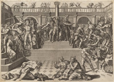 Massakern på de oskyldiga av Nicolaus Beatrizet, after Marco Dente, after Baccio Bandinelli