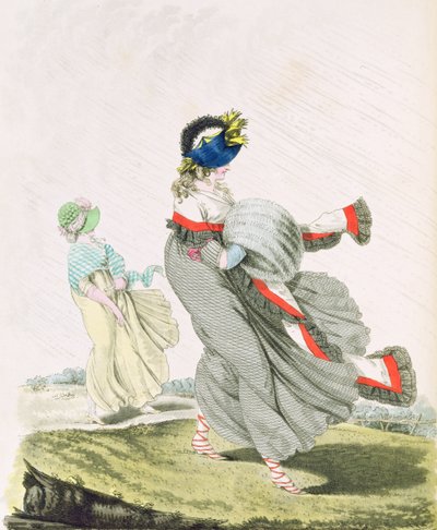 Morgonklänningar fikon. 134 och 135 från Nikolaus Heideloffs "Gallery of Fashion" Vol II, april 1797 (tryck) av Nicolaus von Heideloff