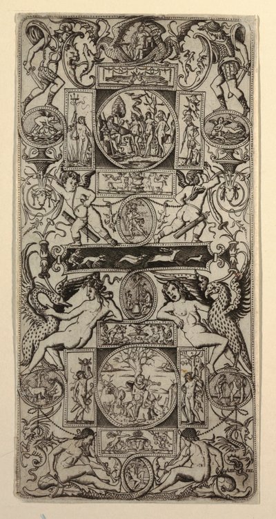 Prydnadspanel med Orpheus och Parisdomen av Nicoletto da Modena