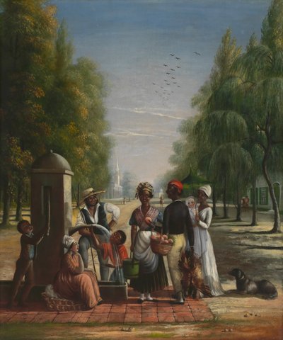 tjänare vid en pump, ca. 1840. av Nicolino Calyo