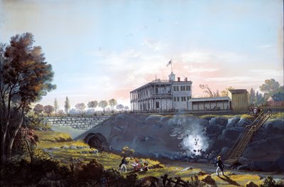 Utsikt över Harlem Railroads tunnel, ca.1837. av Nicolino Calyo
