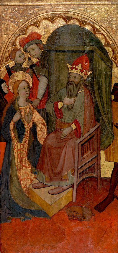Saint Katherine av Alexandria före den romerske kejsaren av Nicolás Solano