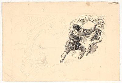 Polyfemus kastar sten på Odysseus skepp av Niels Skovgaard