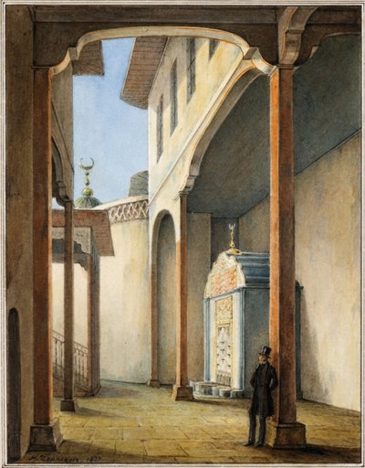 Pushkin i Bakhchisaray Khans palats, 1837 av Nikanor Grigoryevich Chernetsov