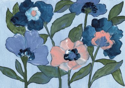 Blå och persikafärgade blommor av Nikita Jariwala