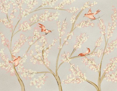Rosa fåglar och vårblomster av Nikita Jariwala