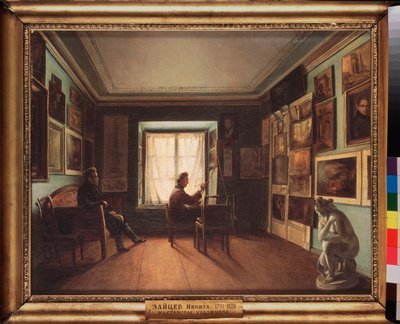 Målarens ateljé - Målning av Nikita Zaytsev (1787-1828), olja på duk, cirka 1820 rysk konst 1800-talet - Statens Tretyakovgalleri, Moskva av Nikita Zaytsev