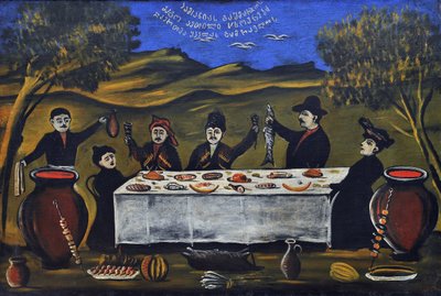 Familjepicknick av Niko Pirosmani
