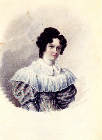 Porträtt av Alexandra Ivanovna Davydova 1802-1895, fru till Decembrist Vasily Davydov, 1830-1839 av Nikolai Alexandrovich Bestuzhev