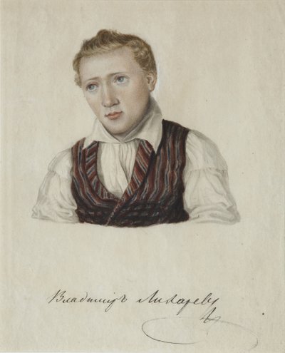 Porträtt av decembrist Vladimir Nikolaevich Likharev 1803-1840, 1828 av Nikolai Alexandrovich Bestuzhev