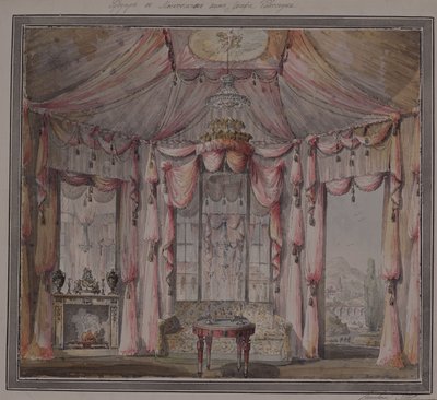 Inredning för boudoaren i greve Bezborodko-huset i Moskva, 1790-talet av Nikolai Alexandrovich Lvov