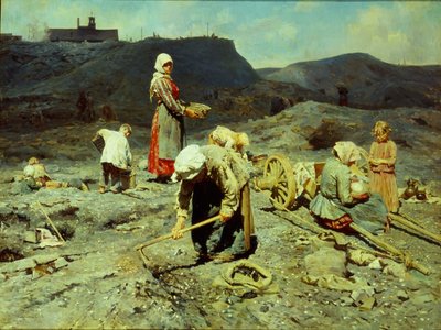De fattiga, plockar upp kolbitar, 1894. av Nikolai Alexeyevich Kasatkin