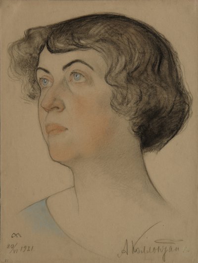 Porträtt av Alexandra Mikhailovna Kolontai 1872-1952, 1921 av Nikolai Andreevich Andreev
