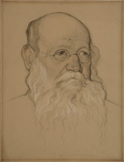 Porträtt av revolutionsgreven Pyotr A. Kropotkin 1842-1921, 1920-1921 av Nikolai Andreevich Andreev