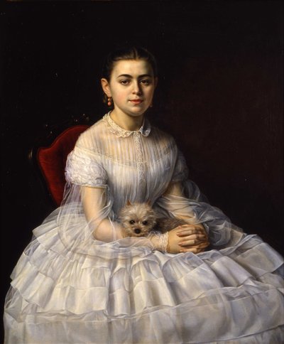 Porträtt av Varvara Alexandrovna Morozova, född Khludova 1848-1917, 1865. av Nikolai Andreyanovich Zavaruev