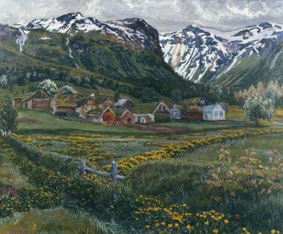 Juninatt och gamla Jølstergård av Nikolai Astrup