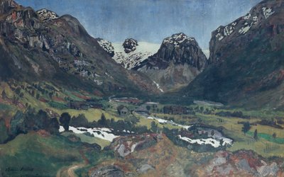 Juninatt i bergsbyn av Nikolai Astrup