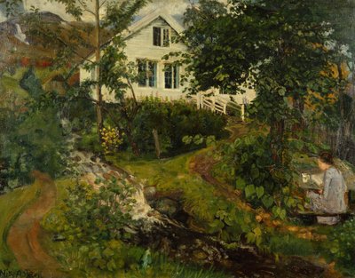 Den gamla prästgårdsgården, före 1908 av Nikolai Astrup