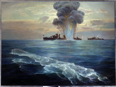 Ryska inbördeskriget: Brittisk jagare Victoria torpederad av den bolsjevikiska ubåten Pantera utanför ön Seskar (Finska viken), 1 september 1919 (den brittiska jagaren Vittoria torpederad av den bolsjevikiska ubåten Pantera utanför I av Nikolai Evlampievich Bublikov