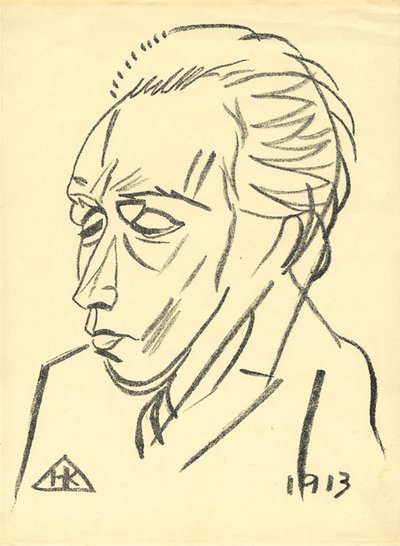 Porträtt av poeten Velimir Khlebnikov 1885-1922, 1913 av Nikolai Ivanovich Kulbin