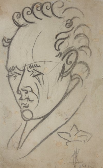 Porträtt av poeten Vasili Kamensky 1884-1961, 1913. av Nikolai Ivanovich Kulbin