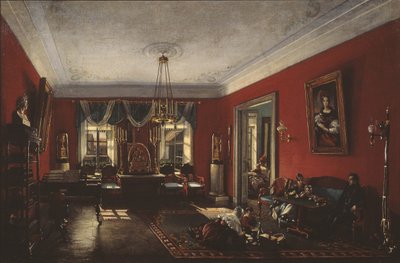 Salongen i Nashchokin-huset i Moskva, tidigt 1840-tal av Nikolai Ivanovich Podklyuchnikov