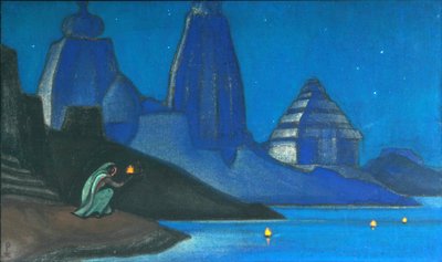Flame of Happiness Lights on the Ganges, 1947 av Nikolai Konstantinowitsch Roerich