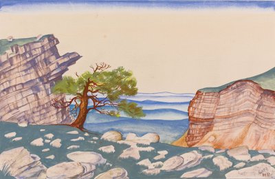 Scenografi för baletten The Rite of Spring Le Sacre du Printemps av I. Stravinsky av Nikolai Konstantinowitsch Roerich