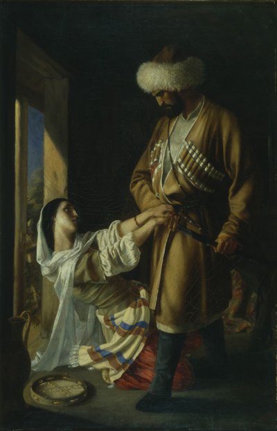 Leila och Khadji Abrek Efter dikten av M. Lermontov, 1852 av Nikolai Nikolayevich Ge