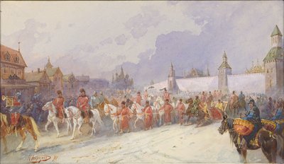 Den tillfångatagna familjen Kuchum Khan tog sig in i Moskva. 1599, 1891. av Nikolai Nikolayevich Karasin