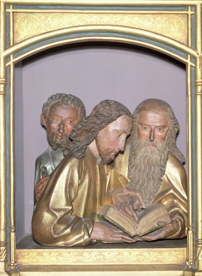 St. Jakob den mindre, St. Filip och St. Barnabas, från Isenheim-altartavlan, ca 1490 (målat trä) av Nikolaus Hagenauer