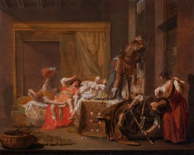 Scen från Messalinas och Gaius Sillius bröllop, c.1645-c.1650 (olja på panel) av Nikolaus Knüpfer